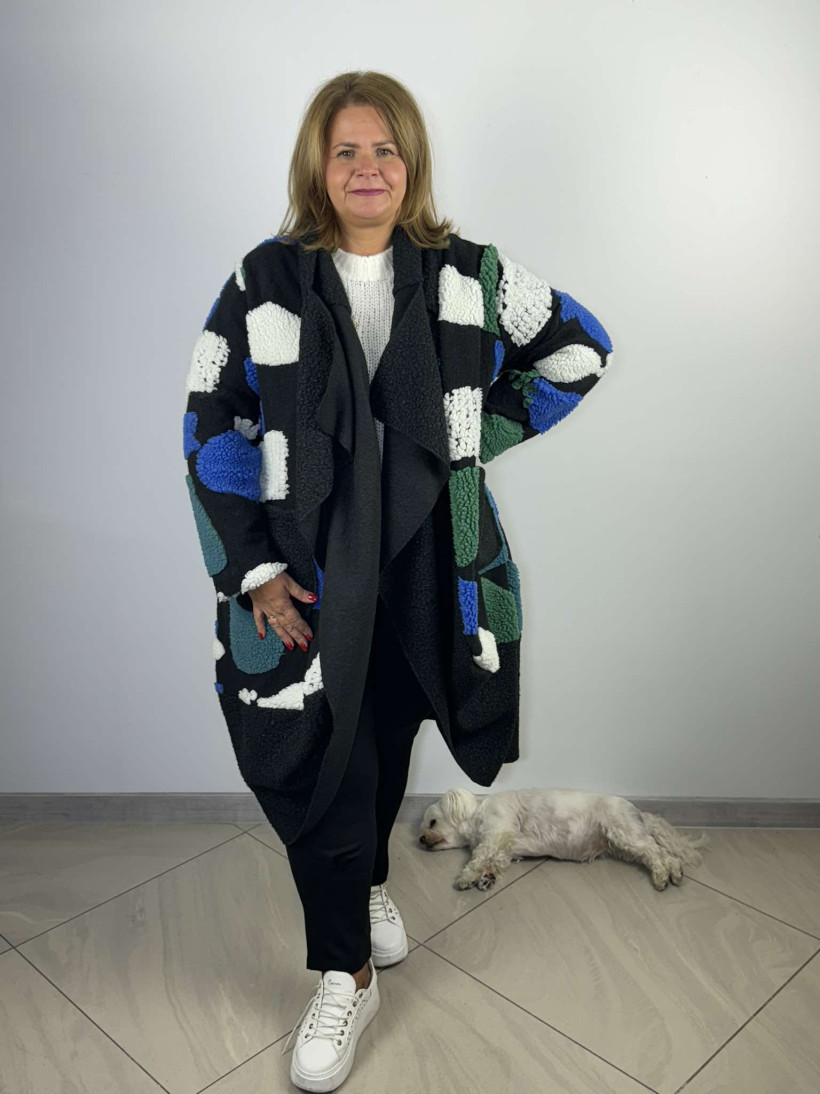 Narzutka barankowa - geometryczne wzory 8979 - chabrowy promocja