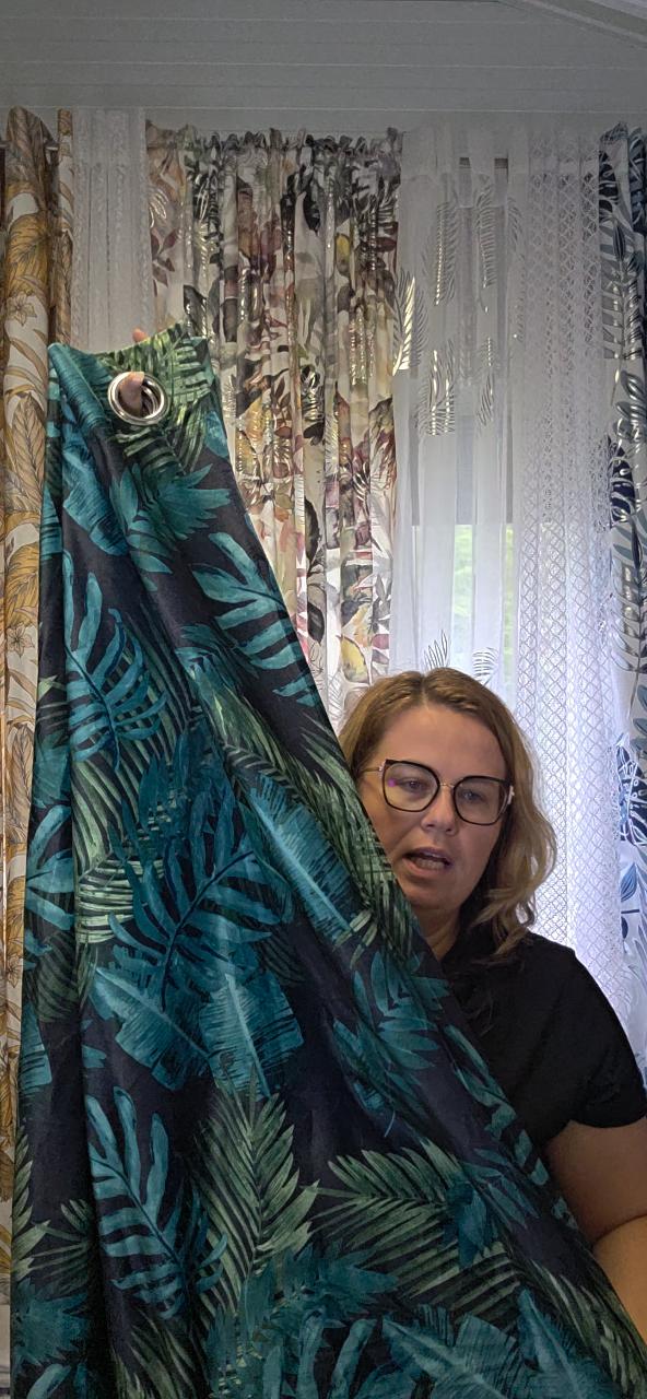 Zaslona cuemna w liście zielono turkus 140x250cm 
