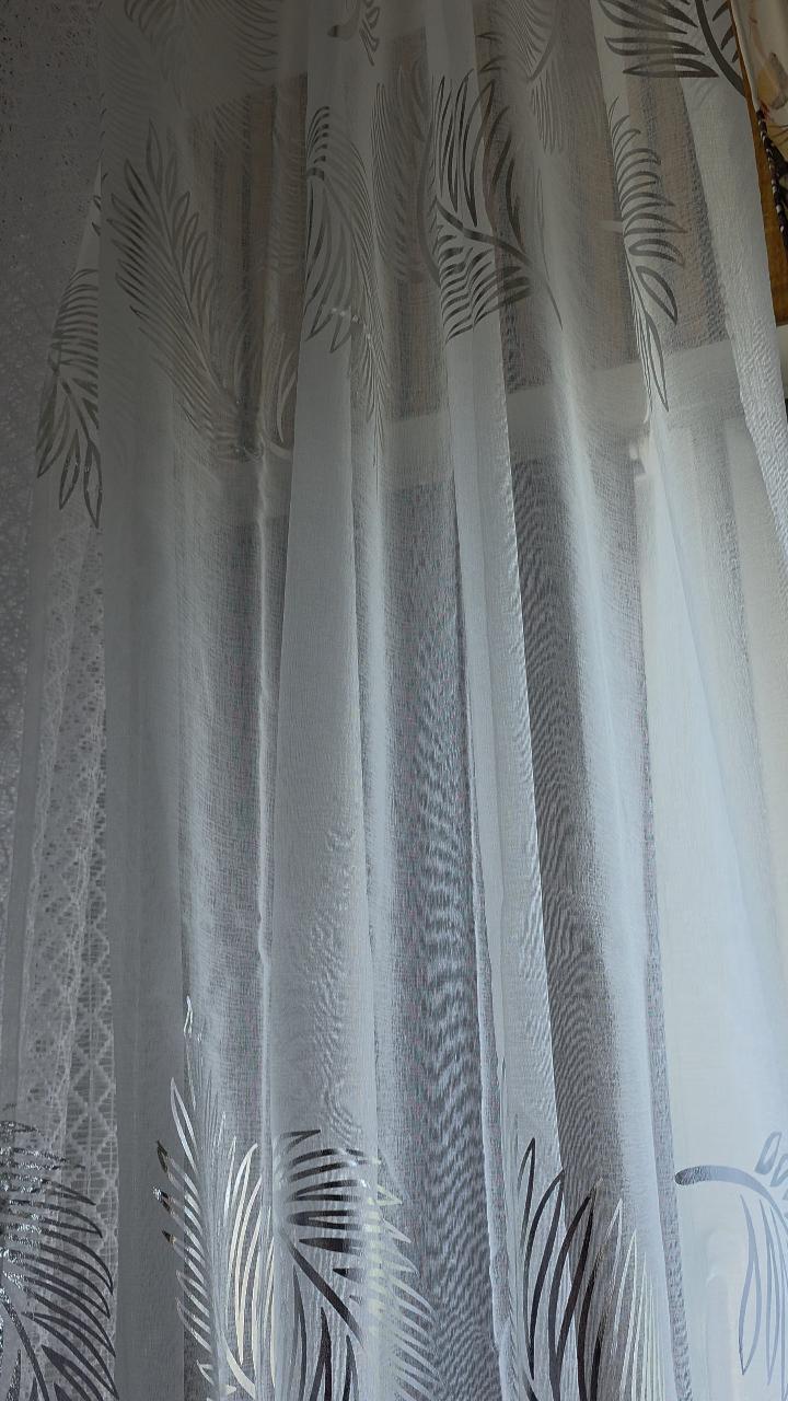Etamina srebne listeczki 3 pasy 140x250cm 