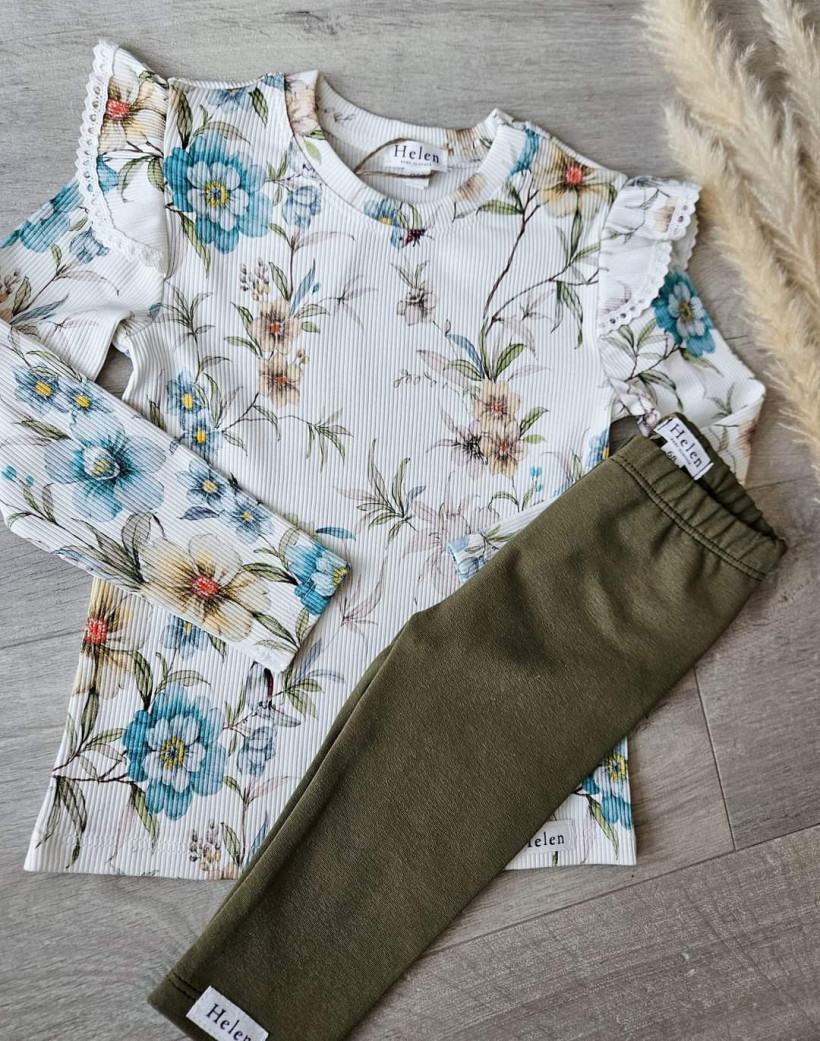 body/bluzka niebieskie kwiaty prążek helen