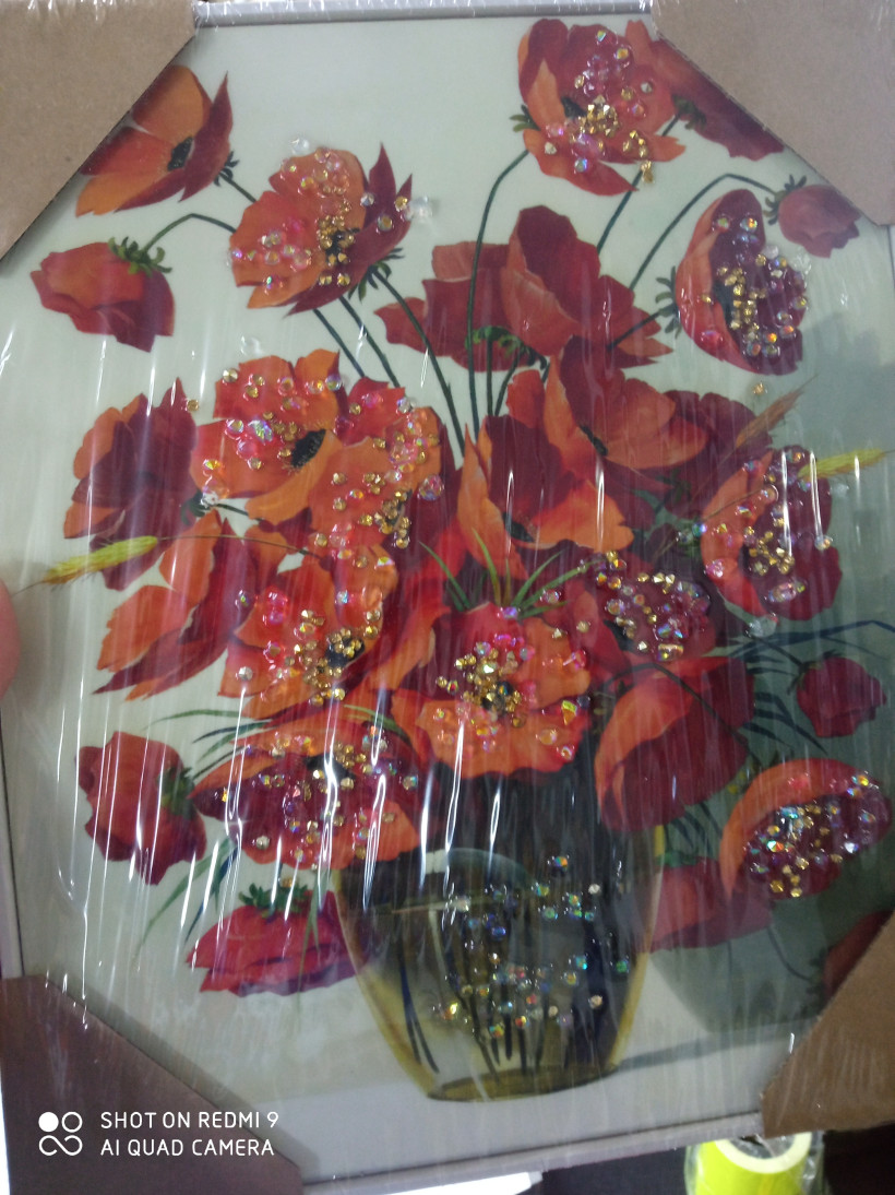 Obraz czerwone maki z kryształkami 25x30 JR2269