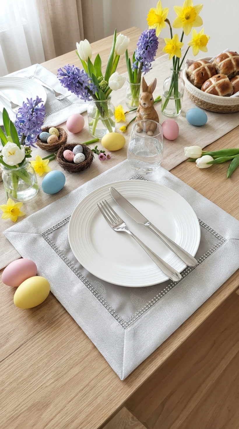 Serwetka srebrna Jajka z cyrkonią 30x30cm NL-1501 WN