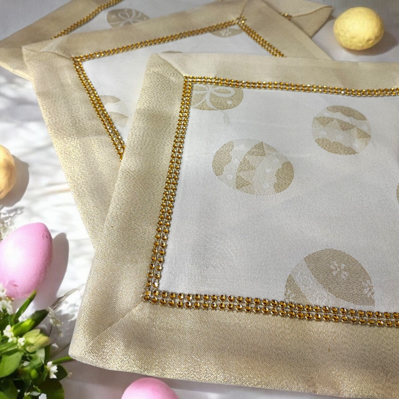 Serwetka złota jajka z cyrkonią 30x30 NL-1501 WN