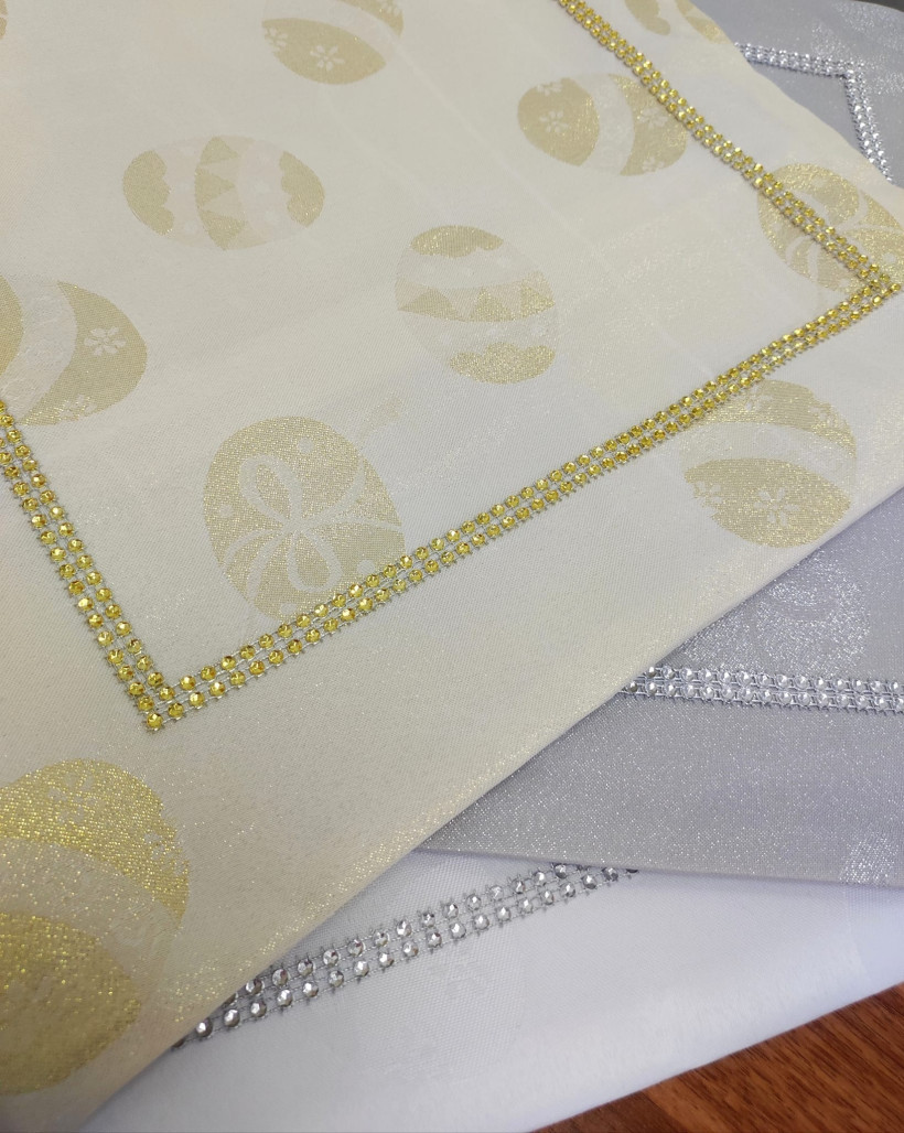 WN bieżnik złoty jajka z cyrkonią 40x160cm NL-1501