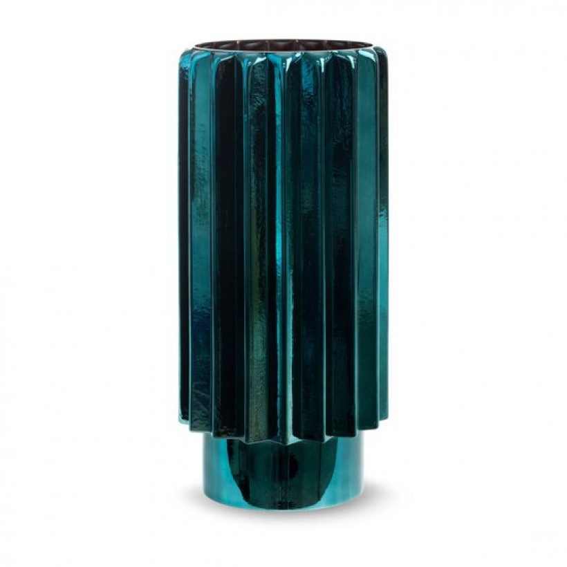 Duży plisowany turkus wazon cs/irma/waz/01