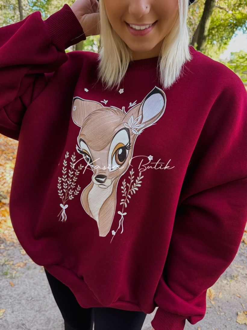 Bluza Bawełniana Lara Bambi Bordowa