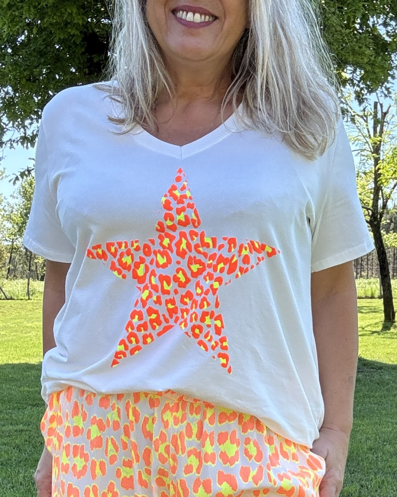Réf 4401 T-Shirt étoile fluo 38 ➡️ 48