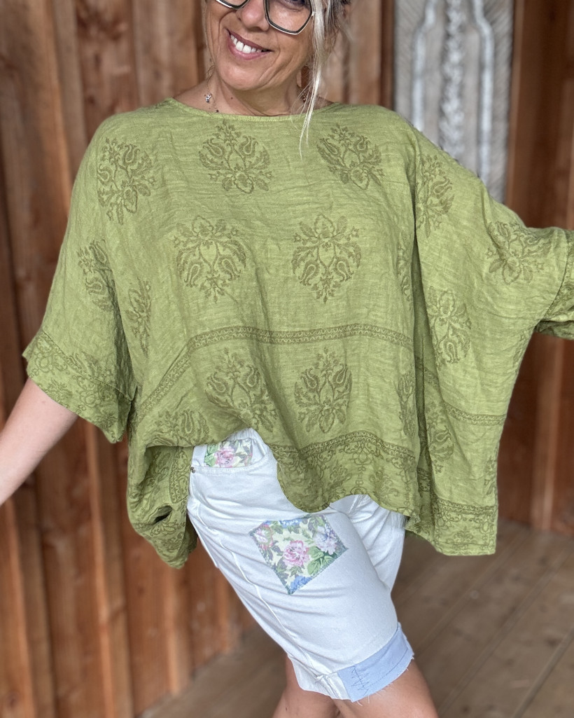 Ref 4891 Top lin motif baroque - du 36 au 50/52