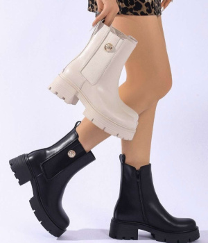 nana Śniegowce damskie na platformie beżowe Dstreet ZY1075